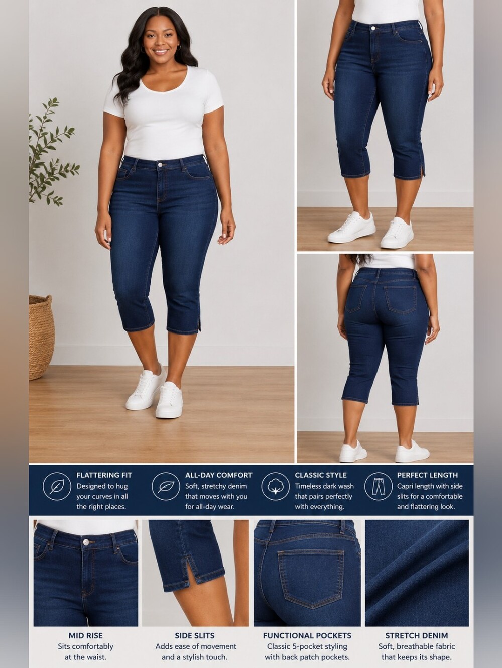 Lane Bryant Jeans Genius Straight Crop Jeans – Size 24 – Blue Denim